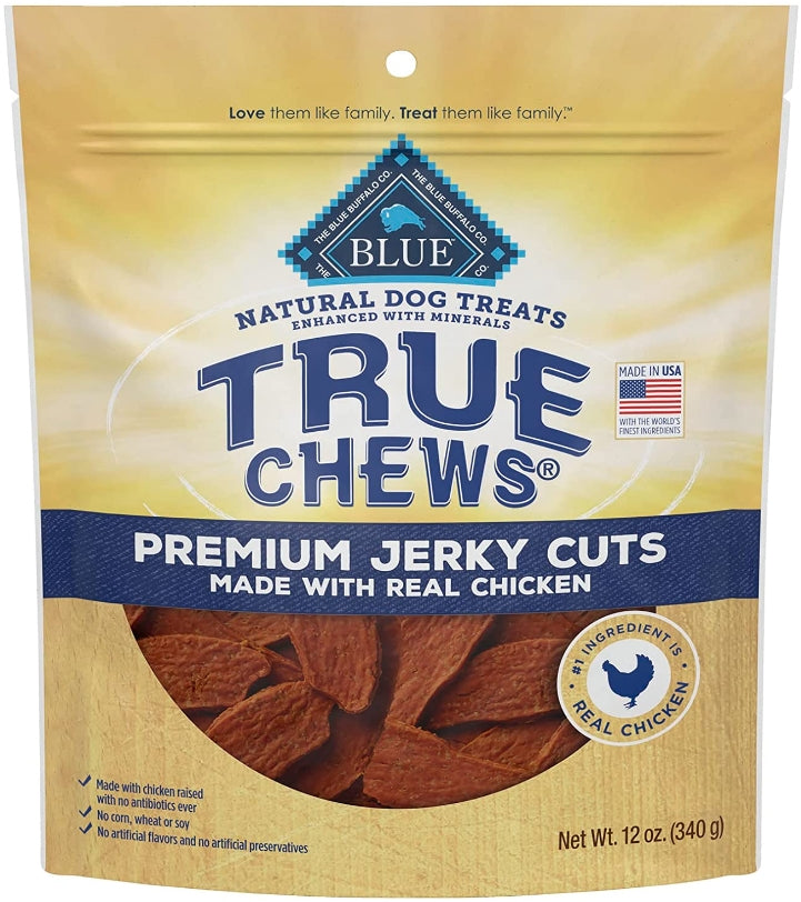 Dog Meat and Jerky Treats, True Chews Blue Buffalo Premium Jerky Cuts with Real Chicken [Dog Supplies for Dog] 12 oz - 1 count