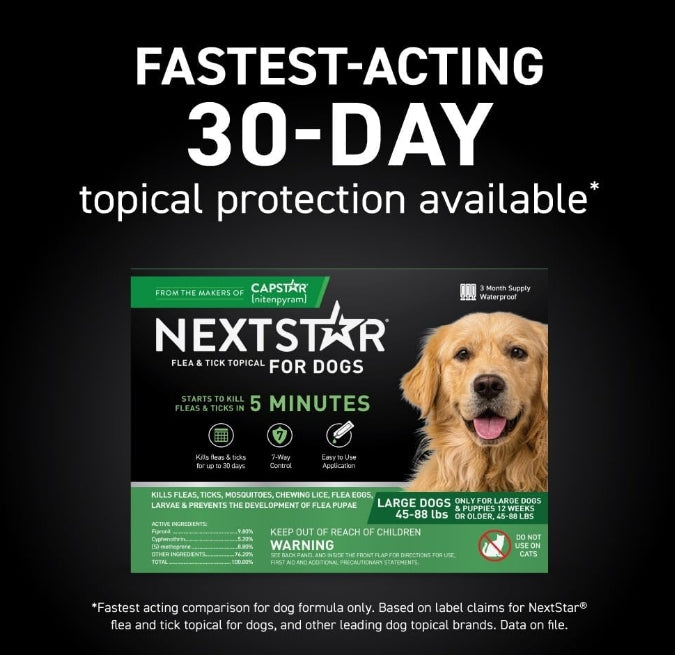 NextStar Flea and Tick Topical Treatment for Large Dogs 45-88 Pounds [Dog Supplies] 3 count