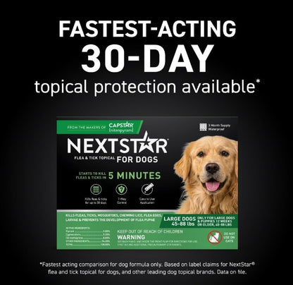 NextStar Flea and Tick Topical Treatment for Large Dogs 45-88 Pounds [Dog Supplies] 3 count