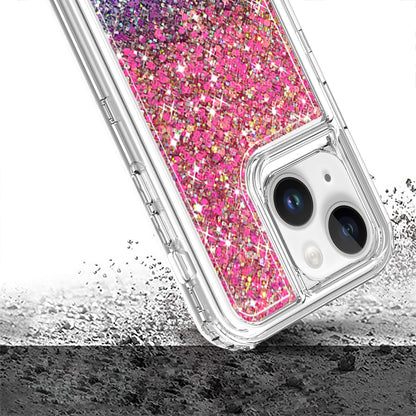 For Samsung Galaxy S24 FE /Fan Edition Epoxy Bling Glitter Sparkly 3in1 Shockproof Transparent Hybrid Shockproof Full Body PC Bumper Case Cover Hot Pink + Purple