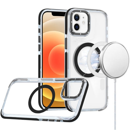 Apple iPhone 11 Pro Max Transparent back with Colorful Frame Strong Magnetic Circle [Compatible with Magsafe] Slim Shockproof