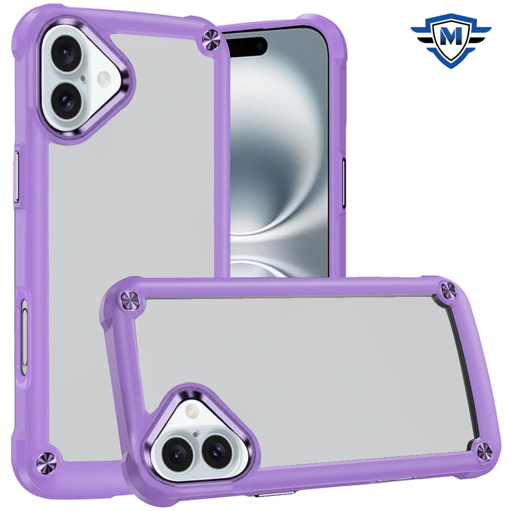 For Apple iPhone 16 Plus (6.7") Ultimate Hybrid Transparent Rubber with Metal Buttons & Camera Edges Hard TPU Frame Corner Bumper Case Cover