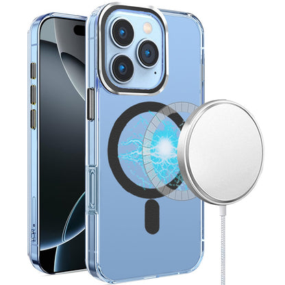 For Apple iPhone 16 Pro Max (6.9") Clear Transparent Matching Circle Design Hybrid TPU Hard Shockproof [Support Magsafe Charger] Case Cover