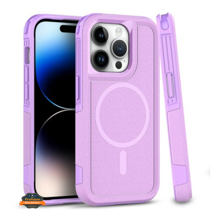 For Apple iPhone 15 Pro (6.1") Shockproof Heavy Duty Dual-Layer Rugged Magnetic Hybrid [Compatible with MagSafe]  Phone Case Cover