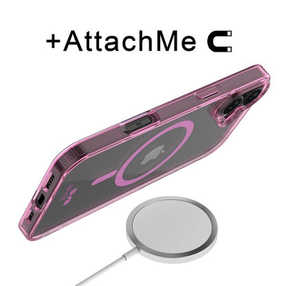 For Ultra-sleek Hybrid Slim Hard PC & TPU Compatible with MagSafe, Magnetic Protective Phone Case for Apple iPhone 16 - Transparent Pink Case Cover Pink