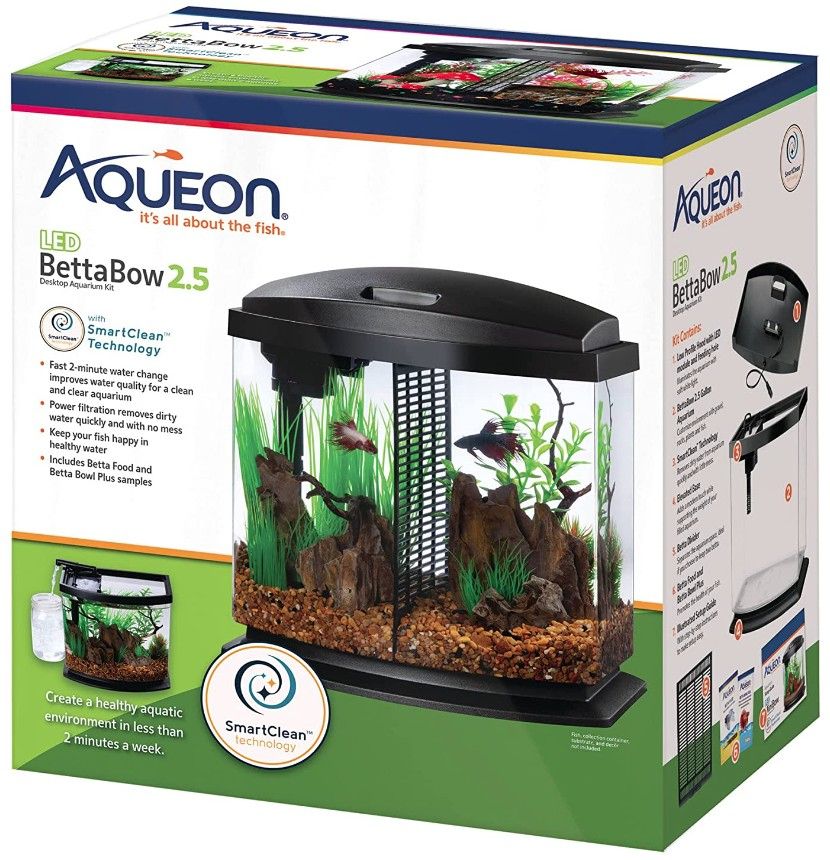 Aqueon [Glass & Acrylic Aquariums] Aqueon LED BettaBow 2.5 SmartClean Aquarium Kit Black