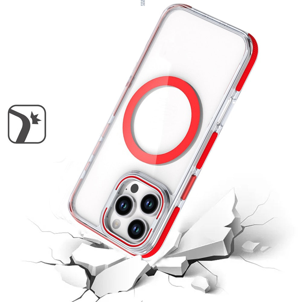 Apple iPhone 16 Plus (6.7") Hybrid Clear Invisible Camera Bracket Stand [With Magsafe Magnetic Circle] Shockproof Color Frame