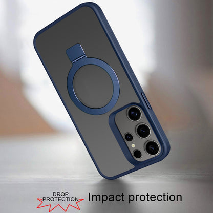 For Samsung Galaxy S23 Ultra Magnetic Circle Kickstand with MagSafe Compatible Matte Skin Rugged Bumper Ring Holder Case Cover