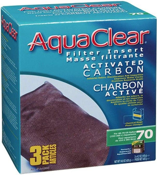 Aquaclear Activated Carbon Filter Inserts [Filter & Bio Bags] Size 70 - 3 count