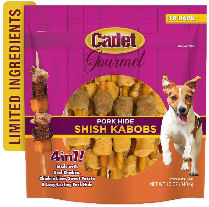 Cadet Gourmet Pork Hide Shish Kabobs [Dog Supplies] 18 count