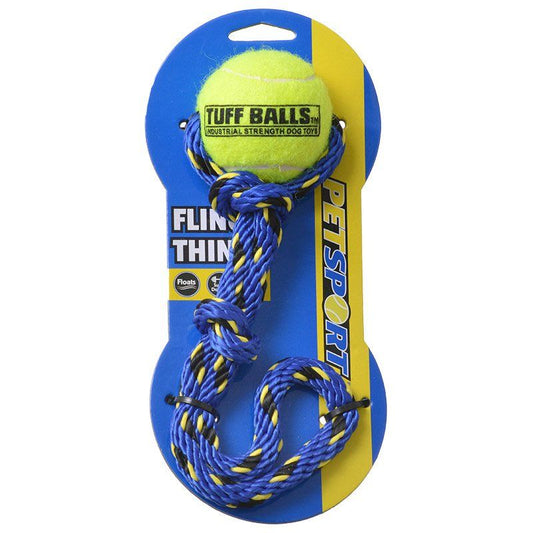 Petsport Tuff Ball Fling Thing Dog Toy [Toys Rope for Dog] Medium (2.5" Ball)