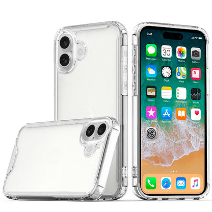 For Apple iPhone 16 Plus (6.7") Clear Colored Shockproof Transparent Hard PC + Rubber TPU Hybrid Bumper Shell Slim Case Cover Clear