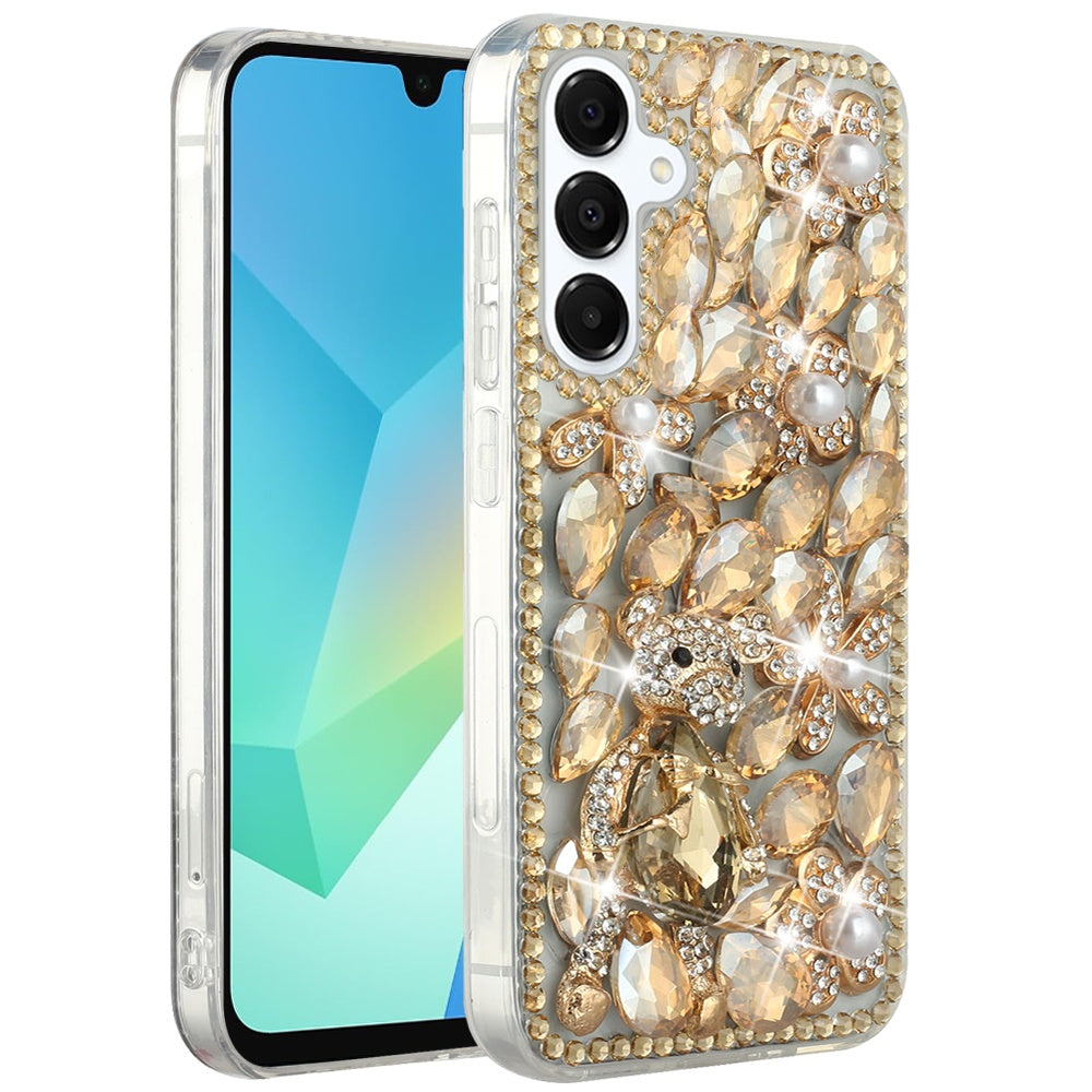 For Samsung Galaxy A16 5G Bling Crystal 3D Full Diamonds Luxury Sparkle Rhinestone Hybrid Protective Case Cover