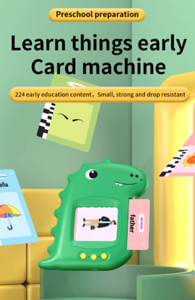 Early Education Flash Card Machine with English Audio Book, Talking Dinosaur Learning Toy for Kids with 224 Sight Words