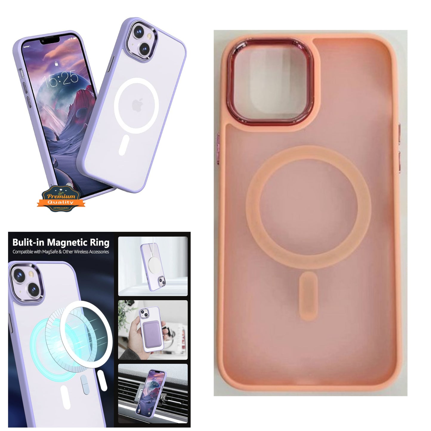 For Apple iPhone 15 Pro Max (6.7") Compatible with MagSafe [Strong Magnetic] Translucent Matte Back Shockproof  Phone Case Cover