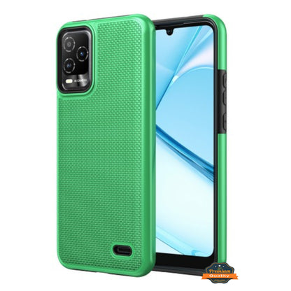 For Cricket Outlast 5G 2024 Dual Layer Slim & Tough Hybrid Shockproof Heavy Duty TPU Matte with Textured Rugged Shell Protection Case Cover