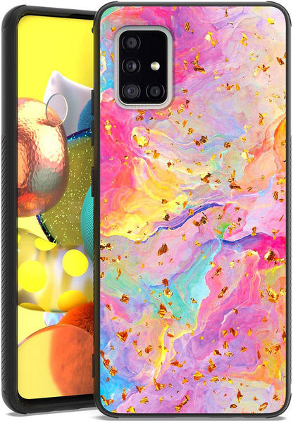 For Apple iPhone 15 (6.1") Marble Fashion Stylish Flake Glitter Bling Hybrid Glossy TPU Rubber Hard PC Protection Marble Colorful Rainbow Phone Case Cover