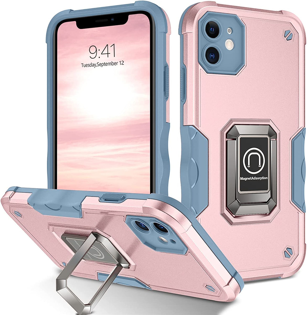 For Samsung Galaxy A16 5G Hybrid 2 in 1 Hard PC TPU Heavy Duty Rugged Bumper Shockproof with Magnetic Ring Kickstand Case Cover