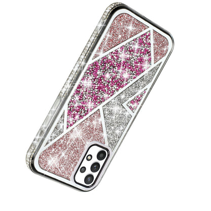 For Apple iPhone 16 Pro Max (6.9") Cute Fancy Glitter Bling Diamond Rhinestone Sparkly Bumper Fashion Shiny Hybrid Rugged TPU Case Cover Rose Pink