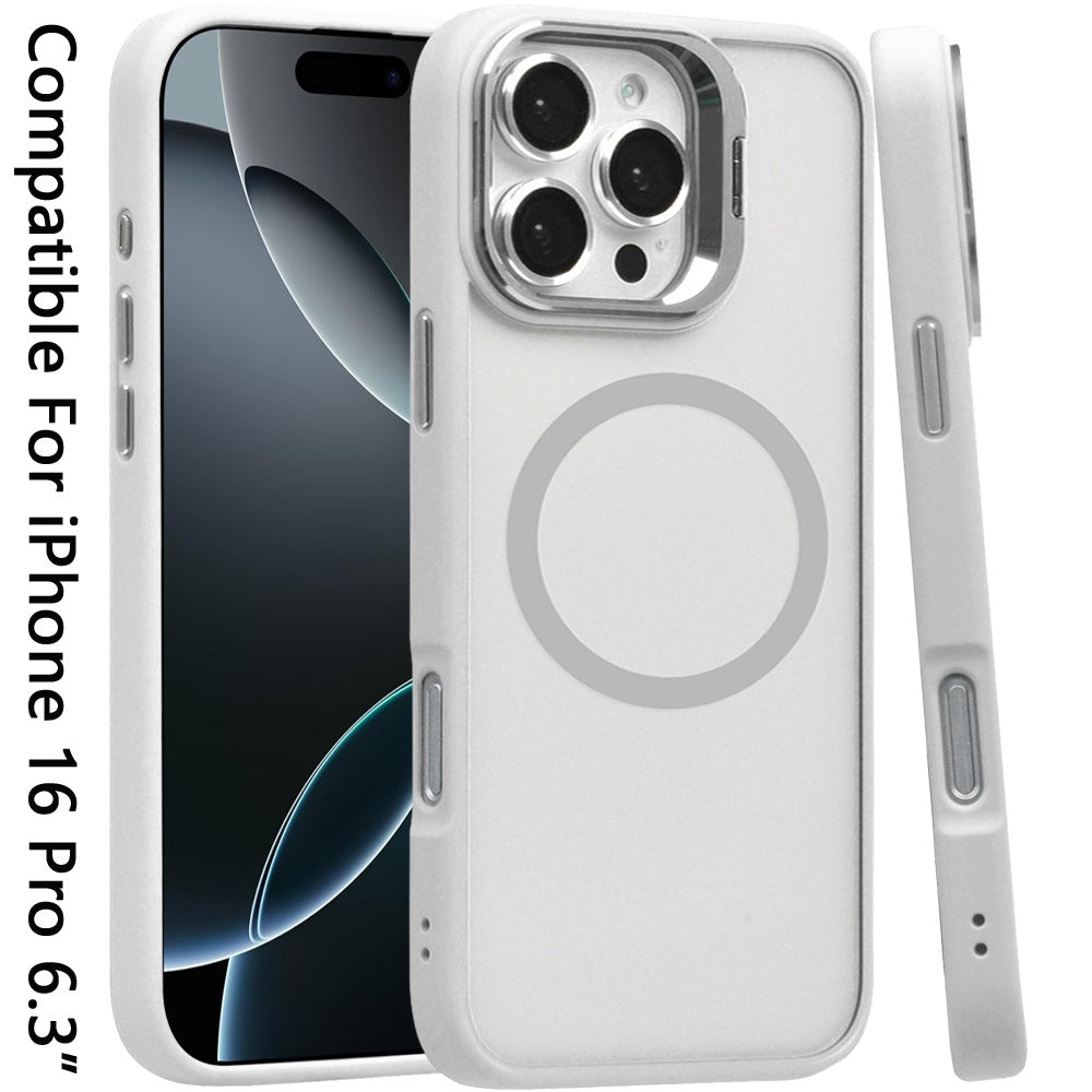 For Apple iPhone 16 Pro (6.3") Hybrid Magnetic Cool Case with Camera Stand Fits MagSafe Accessories Shockproof Case Cover