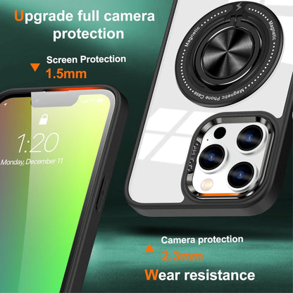 For Samsung Galaxy S24 FE /Fan Edition Clear Back Hybrid with Rotate Ring Stand & MagSafe Compatible Shockproof Slim TPU PC Case Cover