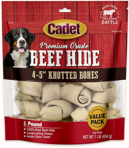 Cadet Premium Grade Beef Hide Knotted Bones 4 Inch [Dog Supplies] 1 lb