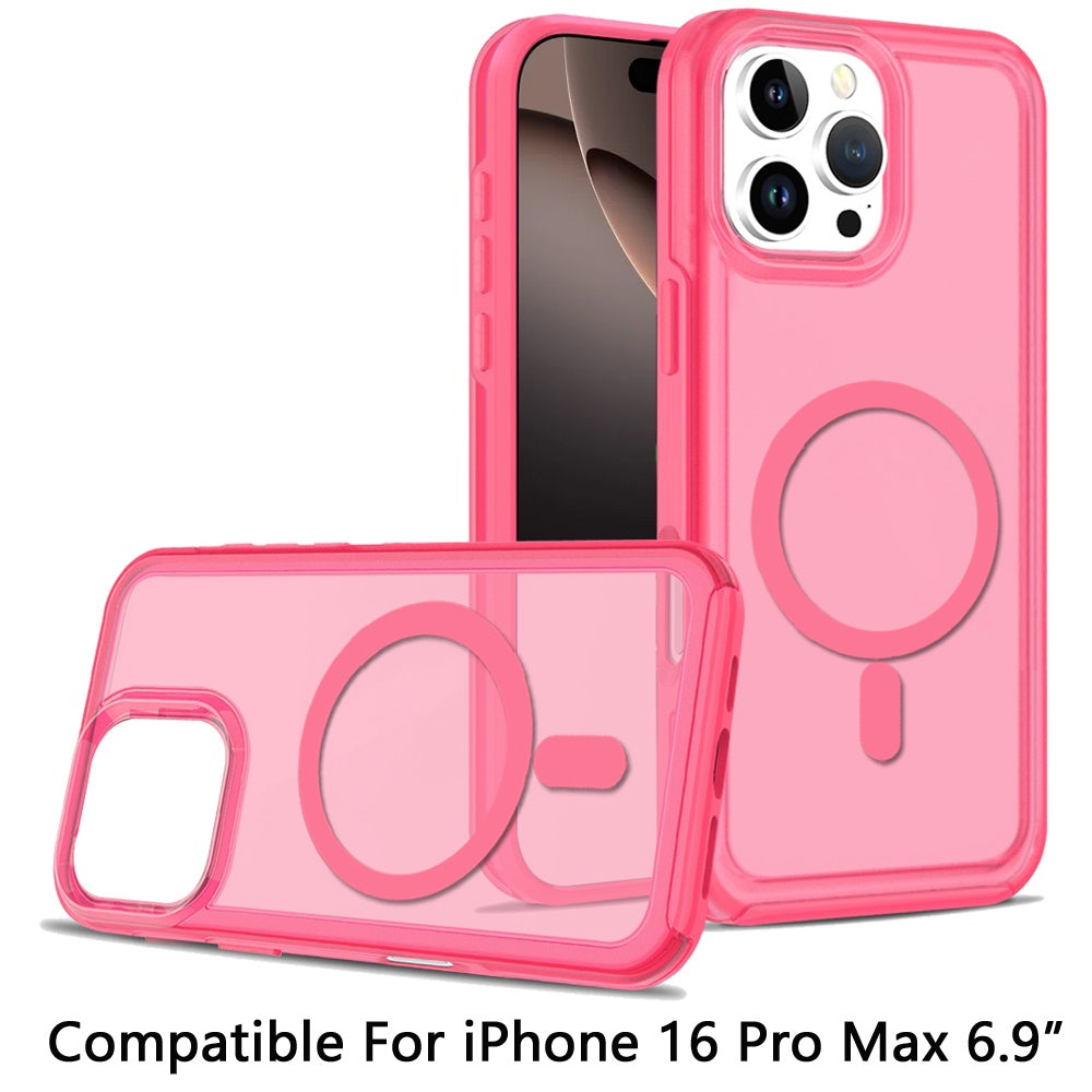 For Apple iPhone 16 Pro Max (6.9") Strong MagSafe Compatible Shockproof Hybrid Glossy Oil Protective Slim Hard Dual Layer TPU + PC Case Cover