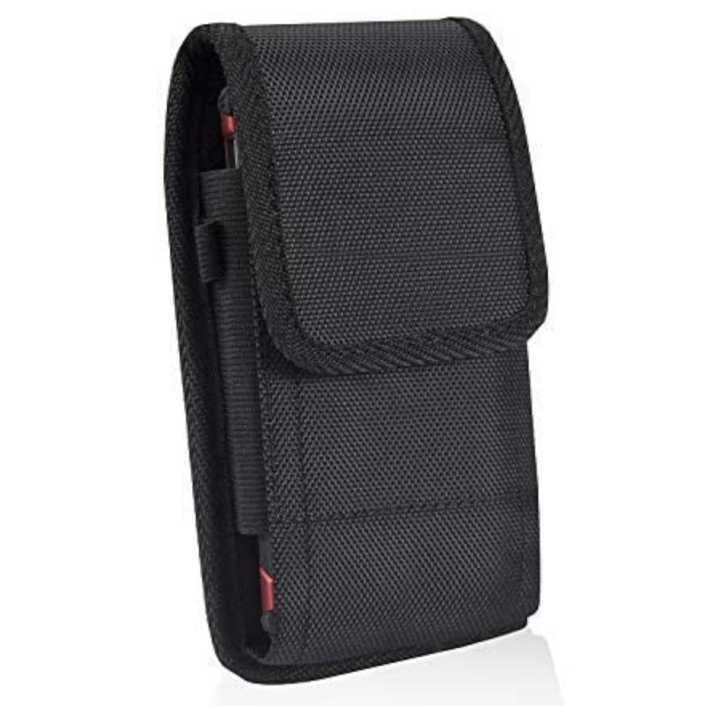 For Apple iPhone 16 Pro Max (6.9") Pouch Holster Cell Phone Case Universal Vertical Nylon with Clip /Loops Belt Holder Rugged Waist Carrying Cover [Black]