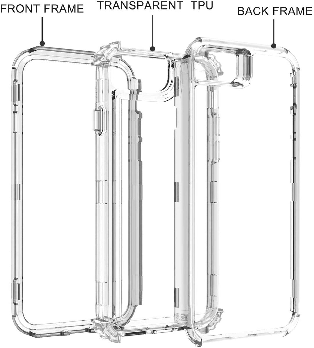 For Apple iPhone 15 Pro Max (6.7") Heavy Duty Transparent 3 in 1 Hybrid Shockproof Full Edge Hard Front Frame Bumper Clear Phone Case Cover