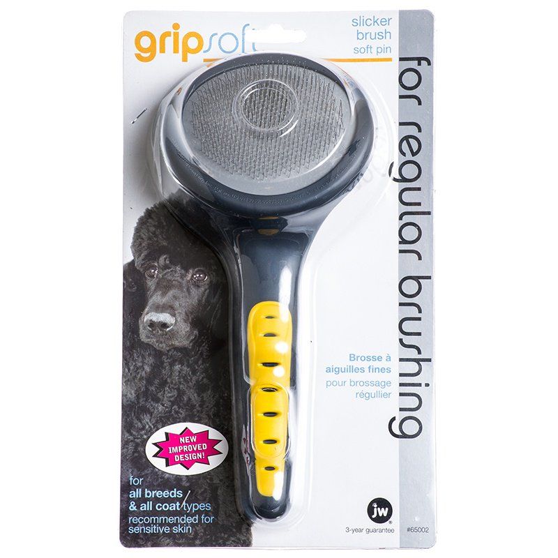 JW Gripsoft Soft Pin Slicker Brush [Brushes & Shedding Tools for Dog] Soft Pin Slicker Brush