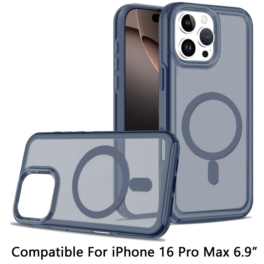 For Apple iPhone 16 Pro Max (6.9") Strong MagSafe Compatible Shockproof Hybrid Glossy Oil Protective Slim Hard Dual Layer TPU + PC Case Cover