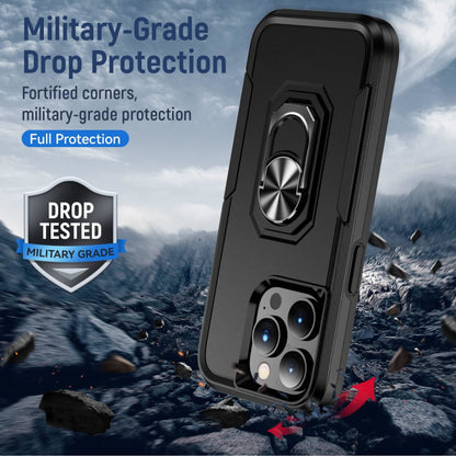 For Apple iPhone 15 Plus (6.7") Military Grade Armor Heavy Shockproof Hybrid Kickstand Built-in 360°Rotate Ring Stand  Phone Case Cover