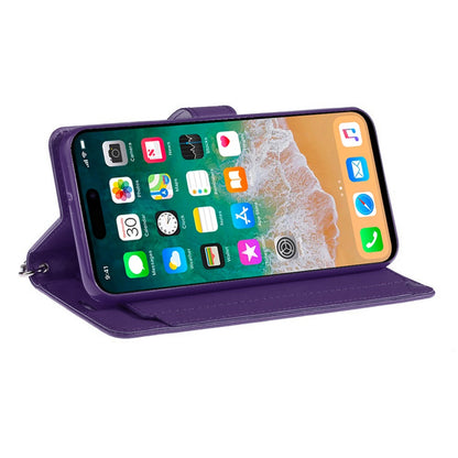 For Apple iPhone SE 4 Wallet Cases PU Leather with Credit Card /ID /Cash Holder Slot Dual Flip Pouch, Stand and Strap Case Cover Purple