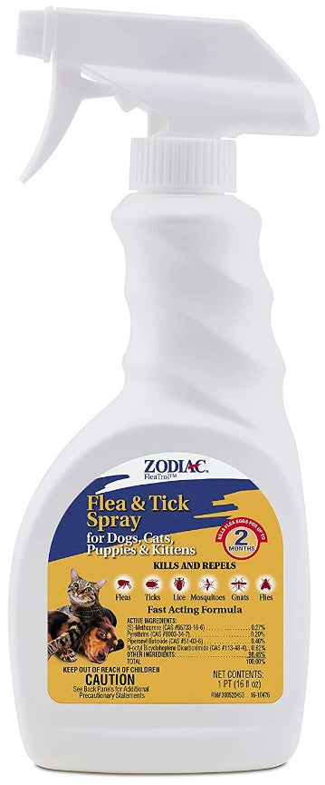 Zodiac Flea and Tick Spray for Dogs and Cats [Dog Supplies for Dog] 16 oz