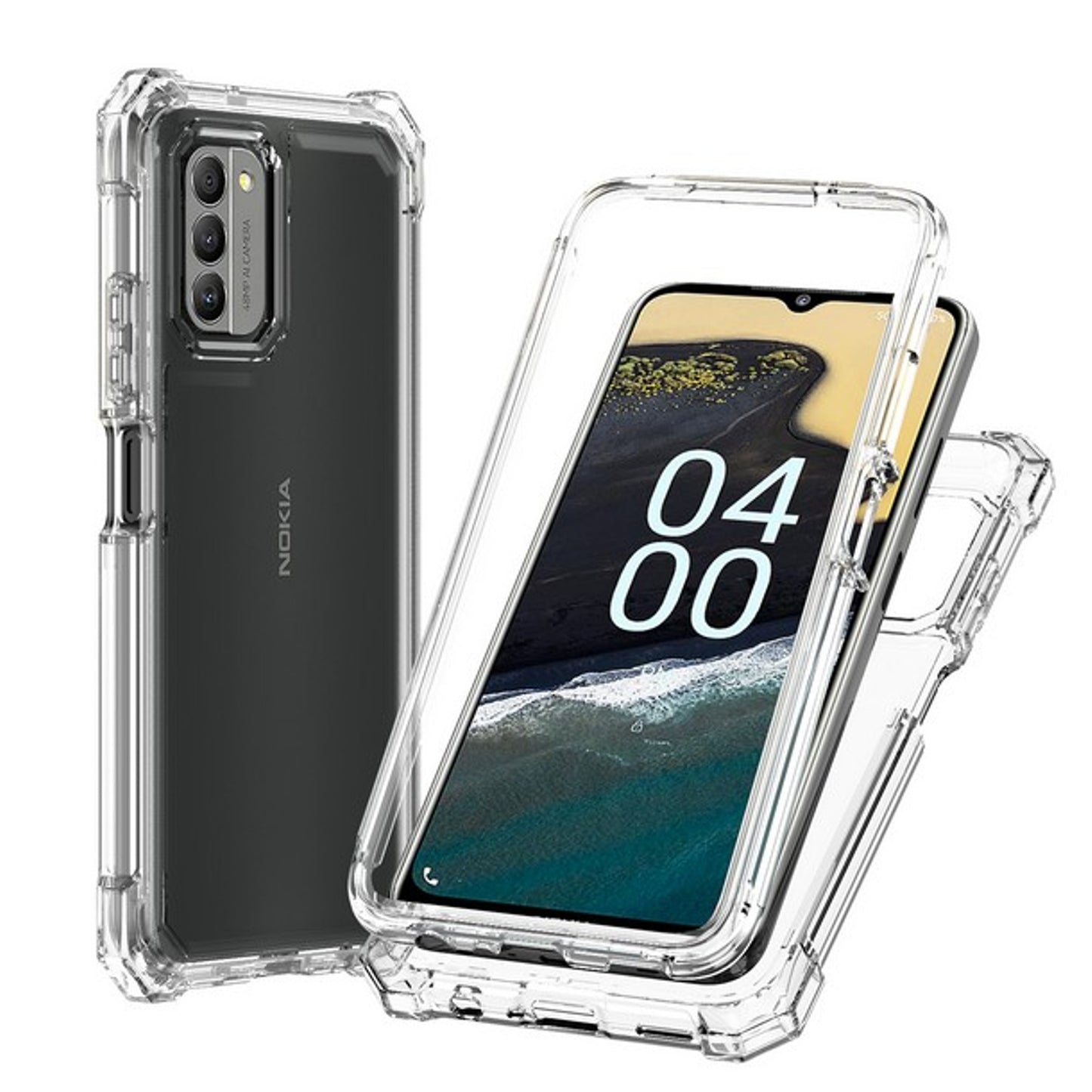 For TCL 50 XL 5G Hybrid 2in1 Front Bumper Frame Cover Square Edge Shockproof Soft TPU + Hard PC Anti-Slip Heavy Duty Case Cover - Clear Transparent