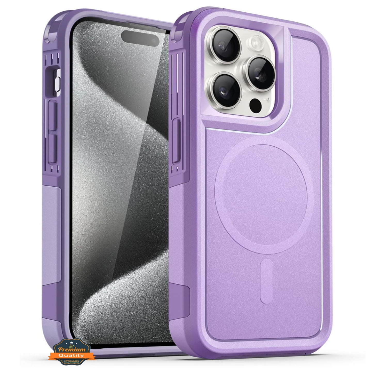 For Apple iPhone 15 Pro (6.1") Shockproof Heavy Duty Dual-Layer Rugged Magnetic Hybrid [Compatible with MagSafe]  Phone Case Cover