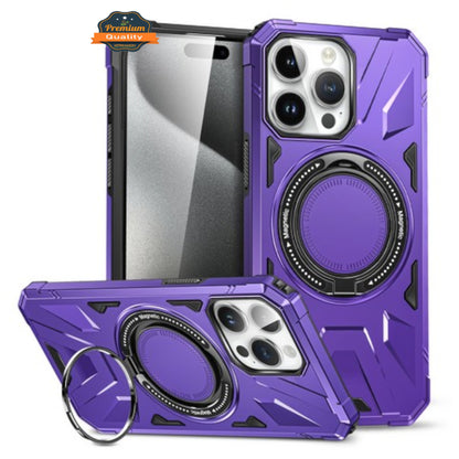 For Apple iPhone 16 Plus (6.7") Tough Shockproof Hybrid with Magnetic Ring Stand Compatible with MagSafe TPU + PC Protective Case Cover