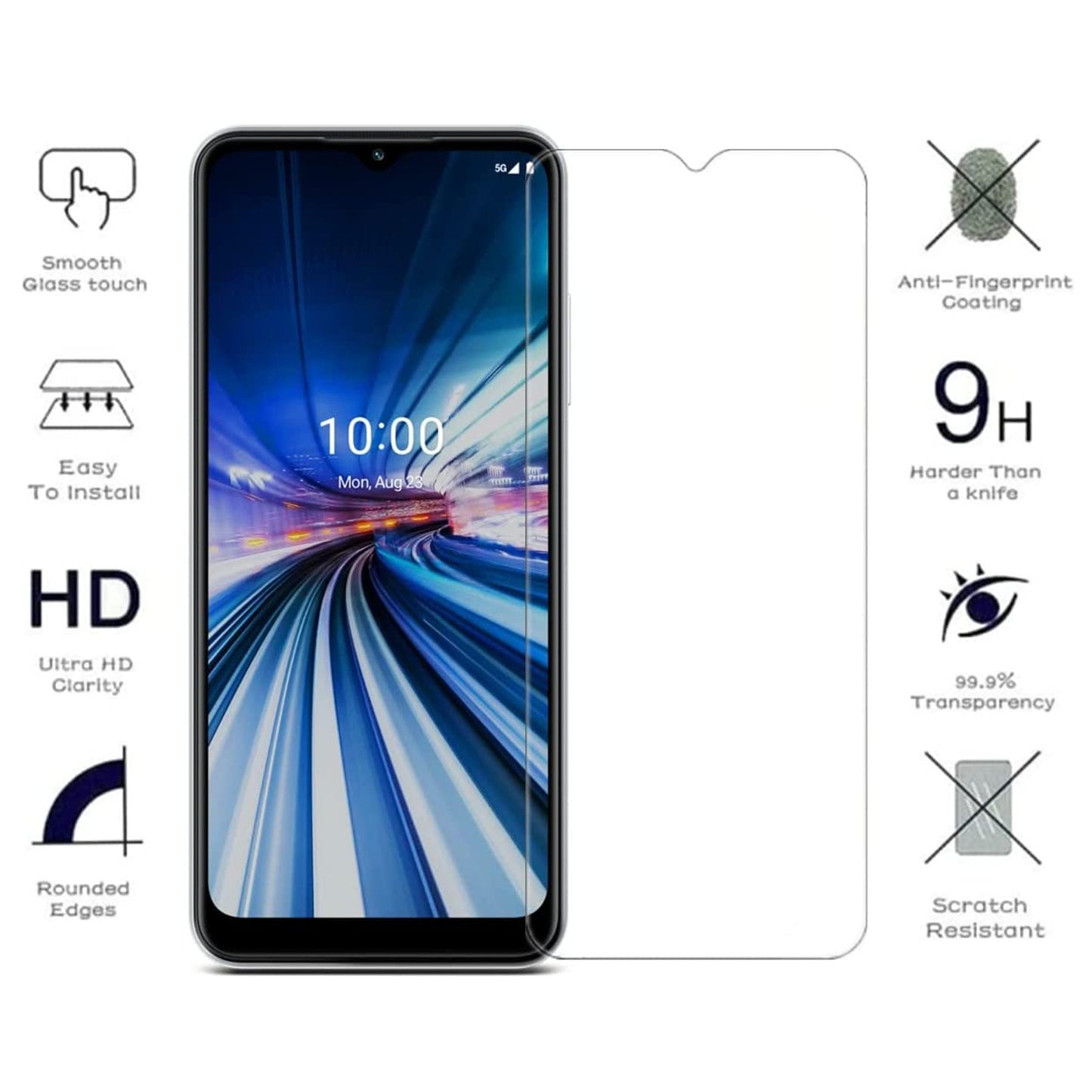 For Cricket Debut S3 Tempered Glass Screen Protector, Bubble Free, Anti-Fingerprints HD Clear, Case Friendly Tempered Glass Film Case Cover Clear