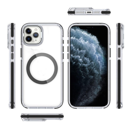 Apple iPhone 11 Pro Max Hybrid Clear Invisible Camera Bracket Stand [With Magsafe Magnetic Circle] Shockproof Color Frame