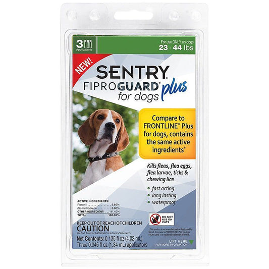 Sentry Fiproguard Plus IGR for Dogs & Puppies [Flea & Tick Dips for Dog] Medium - 3 Applications - (Dogs 23-44 lbs)