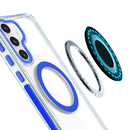 For Samsung Galaxy S24 FE /Fan Edition Transparent back with Colorful Frame Strong Magnetic Circle [Compatible with Magsafe] Slim Case Cover