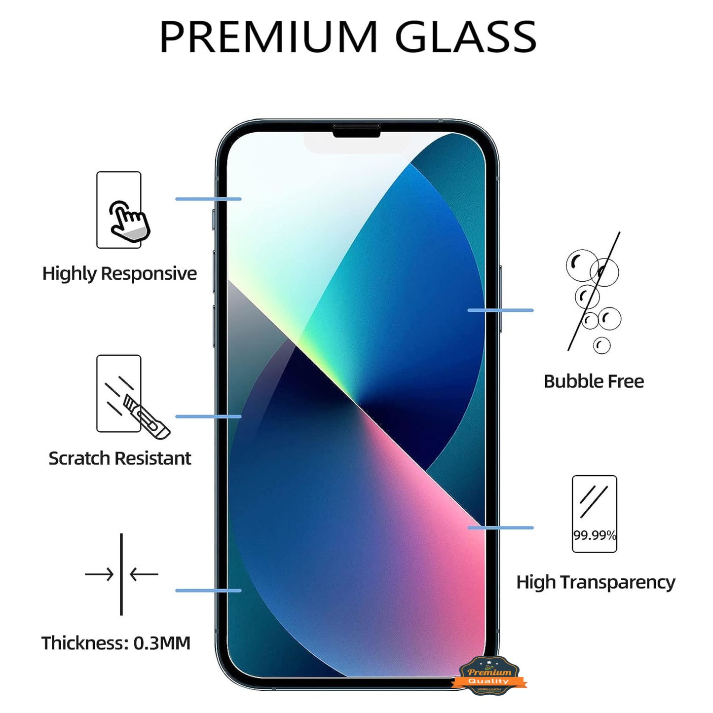 Samsung Galaxy S22 5G Tempered Glass Screen Protector Premium HD Clear, Case Friendly, 3D Touch, Anti-Bubble Film, 9H Hardness