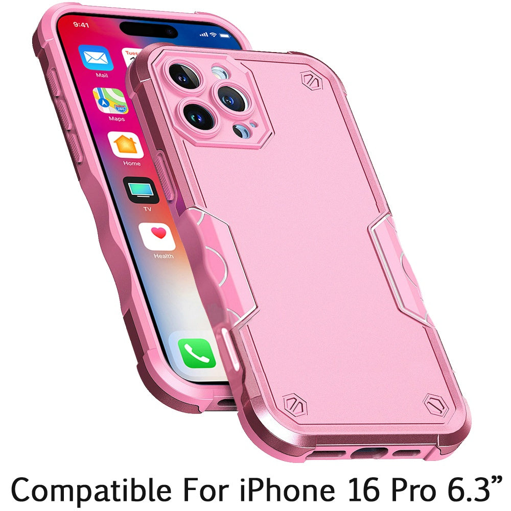 For Apple iPhone 16 Pro (6.3") Back Hybrid Slim Fit Thin Lightweight Shockproof Hard PC Bumper Frame 2in1 Armor Protection Case Cover