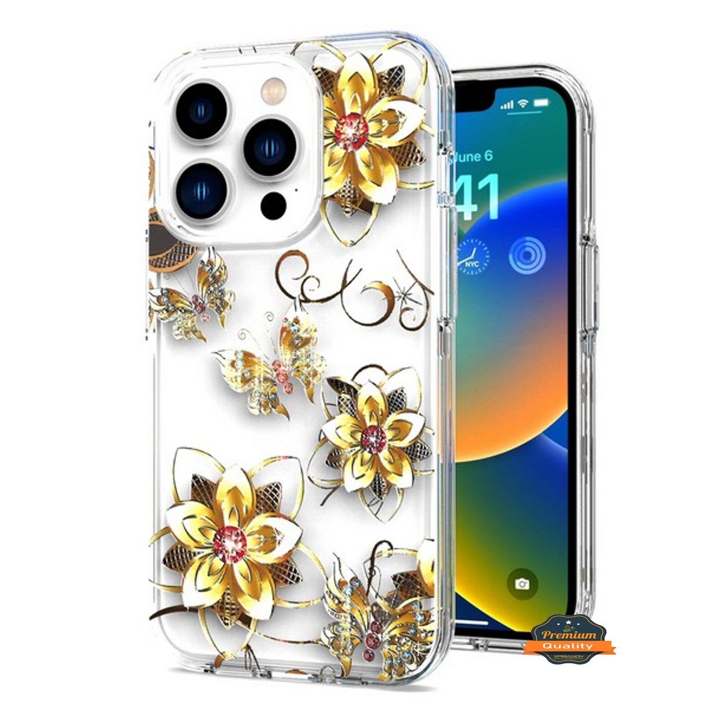 For Apple iPhone 15 Pro Max (6.7") Hybrid Trendy Image Patterns Design Transparent Hard Shockproof TPU Rubber  Phone Case Cover