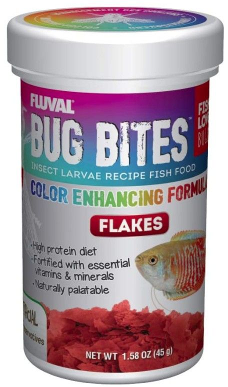 Fluval Bug Bites Insect Larvae Color Enhancing Fish Flake [Foods Flake (Tropical) for Aquarium] 1.59 oz