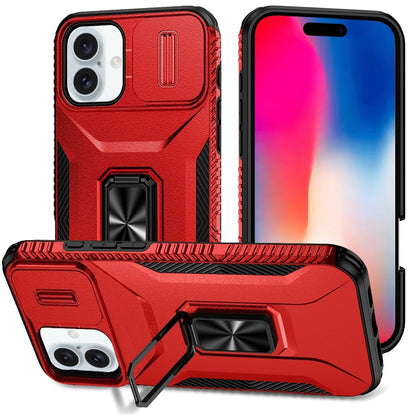 For Apple iPhone 16 Plus (6.7") Camera Cover Phone Case with Magnetic Rotation Ring Stand [Military Grade] Hybrid Hard Shockproof Case Cover