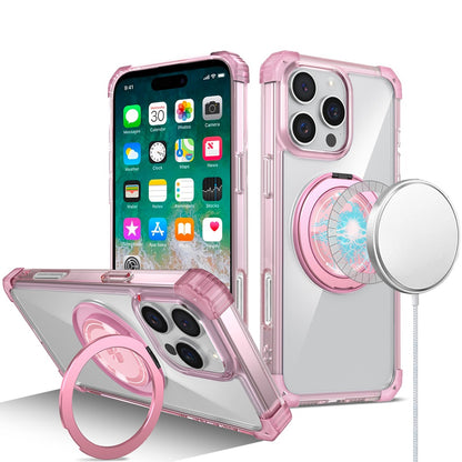 For Apple iPhone 16 Pro Max (6.9") Magnetic [Compatible with Magsafe] with 360° Rotatable Ring Holder Invisible Stand Transparent Case Cover