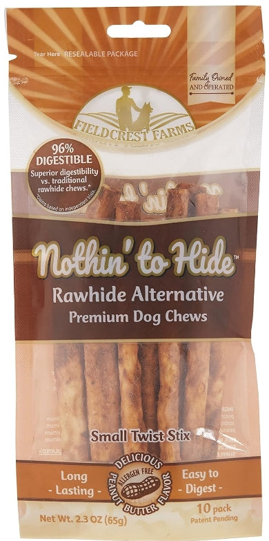 Fieldcrest Farms Nothin to Hide Peanut Butter Twist Stix Small [Dog Supplies] 10 count