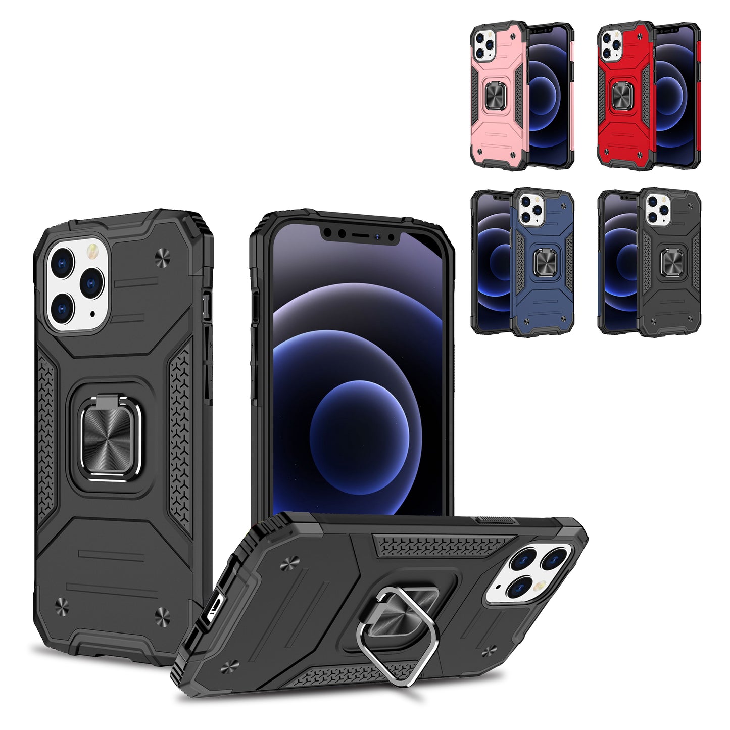 For Samsung Galaxy A06 Armor Hybrid with Ring Holder Kickstand Shockproof Heavy-Duty Durable Rugged TPU Dual Layer Case Cover