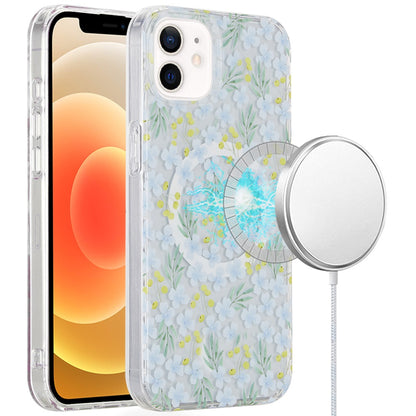 For Apple iPhone 12 / 12 Pro Floral Pattern Design Cute Clear Hybrid Compatible with Magsafe Double Layer Soft TPU Hard PC Back Slim Case Cover